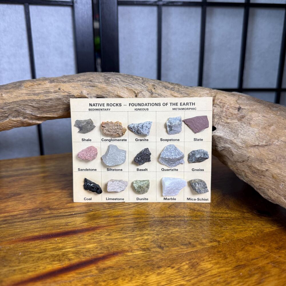 Vintage Rock Collection and ID Card Native Rocks Foundation of the Earth